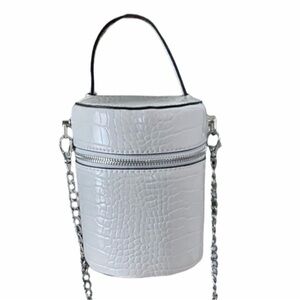 Croc Bucket Bag With Silver Removable Chain Strap.